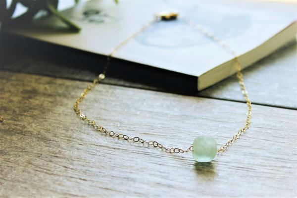 African Aqua Sea Glass 14k Gold filled Necklace picture