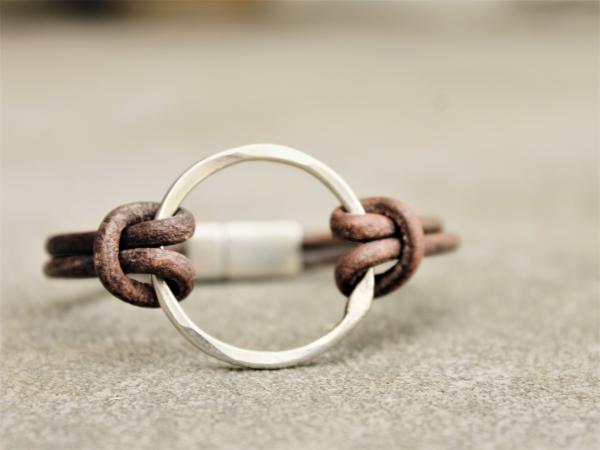 Eternity Sterling Silver Leather Bracelet picture