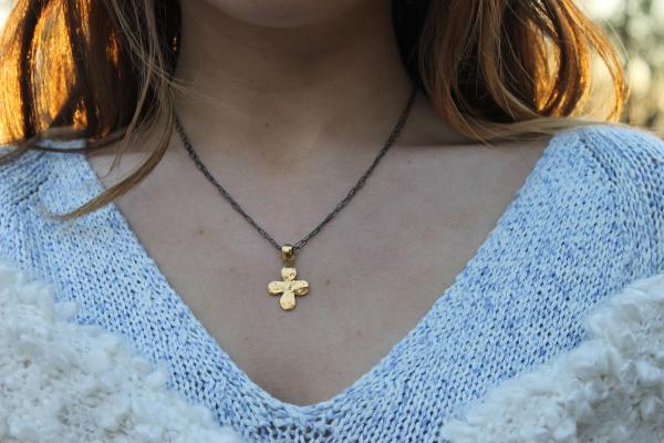 Rustic Cross Mixed Metal necklace picture