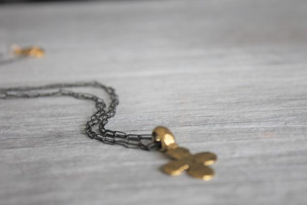 Rustic Cross Mixed Metal necklace picture