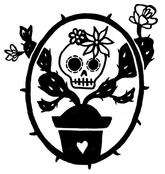 Day of the Dead skull and Cactus vinyl sticker decal