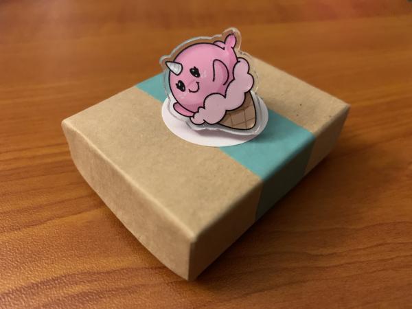Strawberry Narwhal (Acrylic Pin)