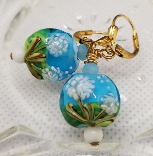 Dandelion in a Field of Blue Earrings