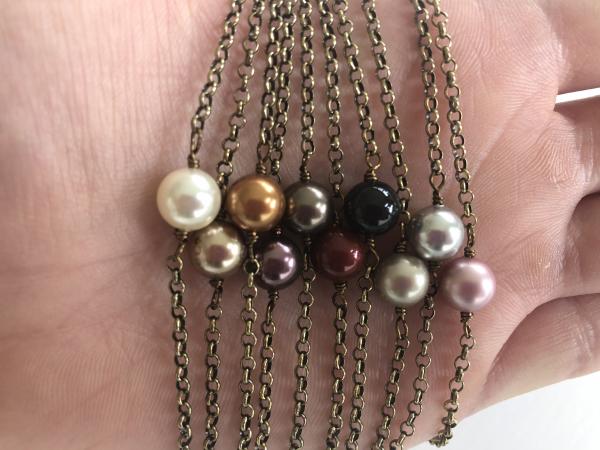 Brass and Swarovski pearl necklace picture