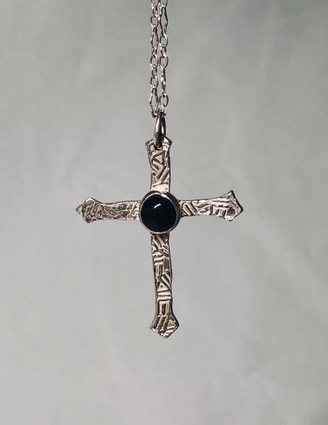Textured Cross with Onyx Necklace