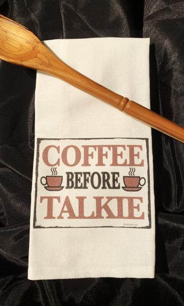 "Coffee before Talkie" Cotton Herringbone Towel picture