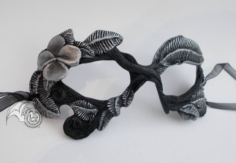 Twig Mask - Metallic Silver & Black