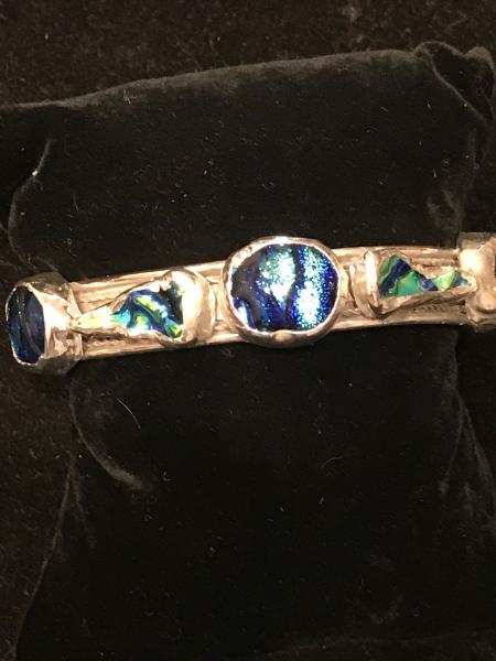 Bracelet - 5 Stone Abstract Cuff in Blue picture