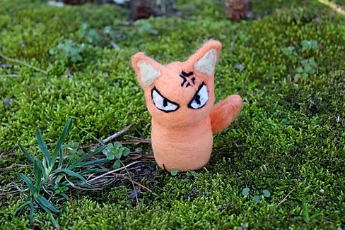 Felted Angry Orange Cat