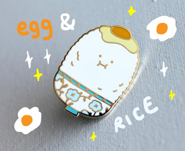 Egg and Rice Enamel Pin
