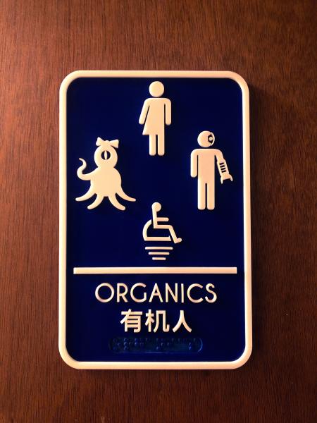 Intergalactic Bathroom Signs - Nerdy Gifts - Cyberpunk Home Decor - Gender Neutral - Sci-Fi Signs