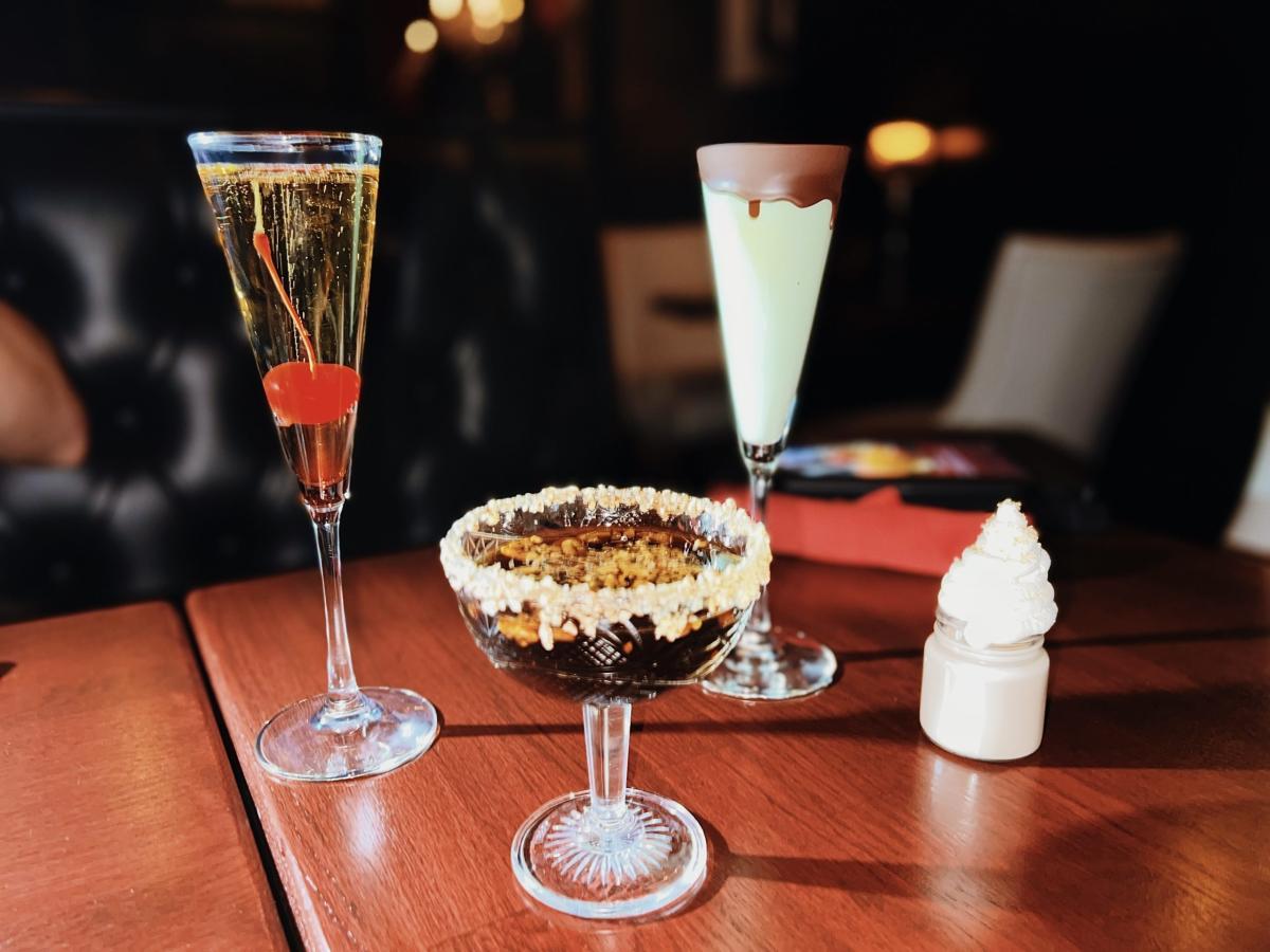 An assortment of 4 dessert cocktails