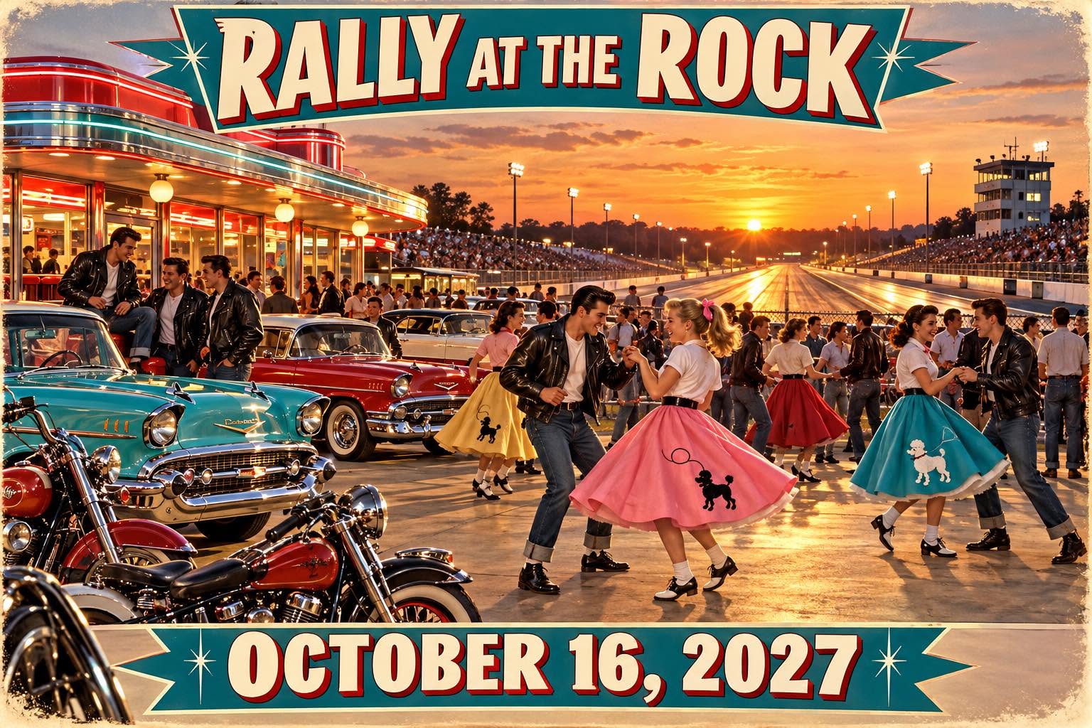 ? GET READY TO ROCK &rsquo;N&rsquo; ROLL! ? On October 16, 2027, Rockingham Dragway is turning back the clock for Rally at the Rock&mdash;a full-throttle day of class