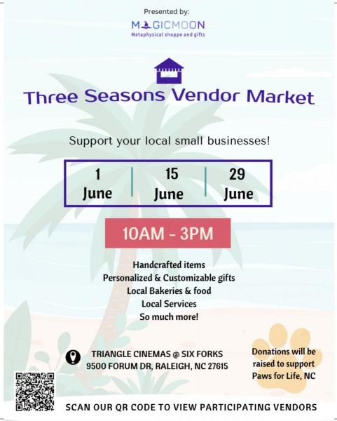Three Seasons Vendor Market, Paws For Life, NC  Fundraiser