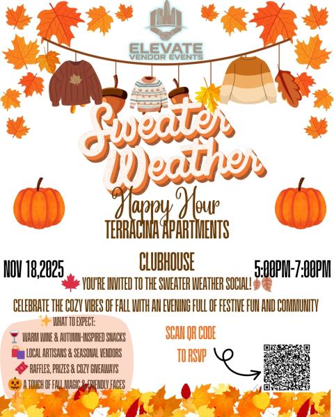 Sweater Weather Social Happy Hour at Terracina Apartments
