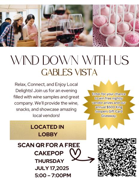 Wine Down at Gables Vista
