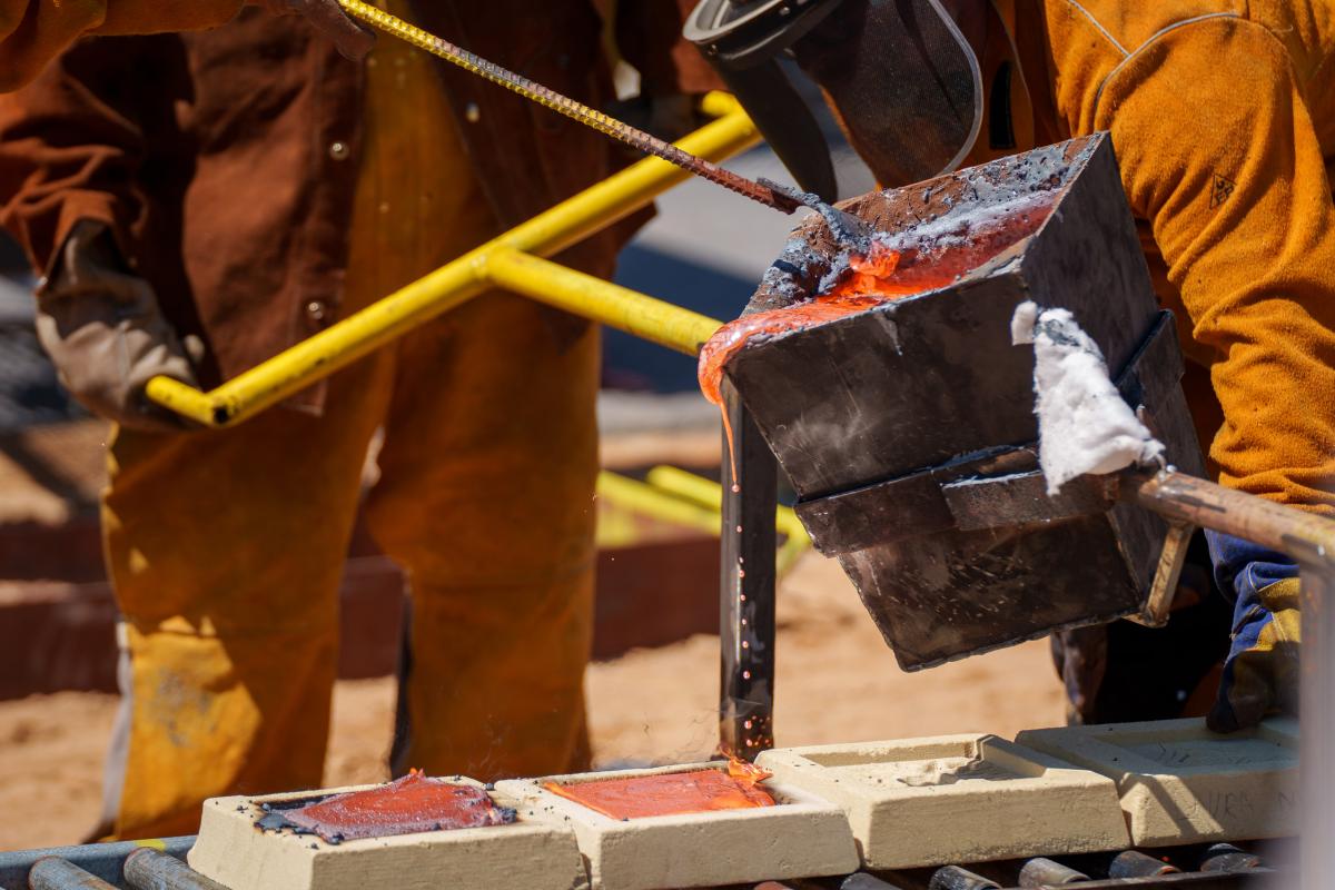 Iron being poured into molds