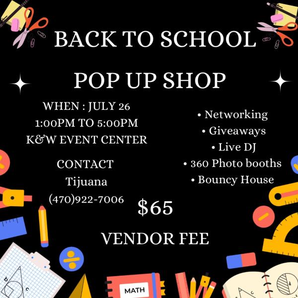 Back to school pop up shop