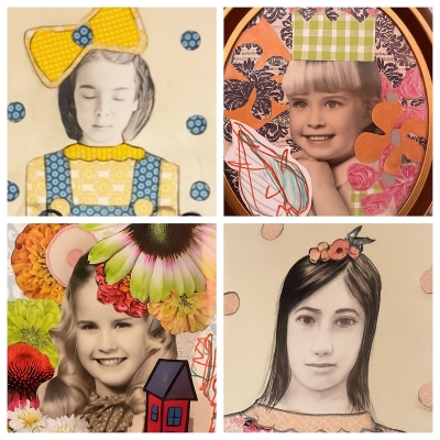 Whimsical Self Portraits: A Mixed Media Exploration