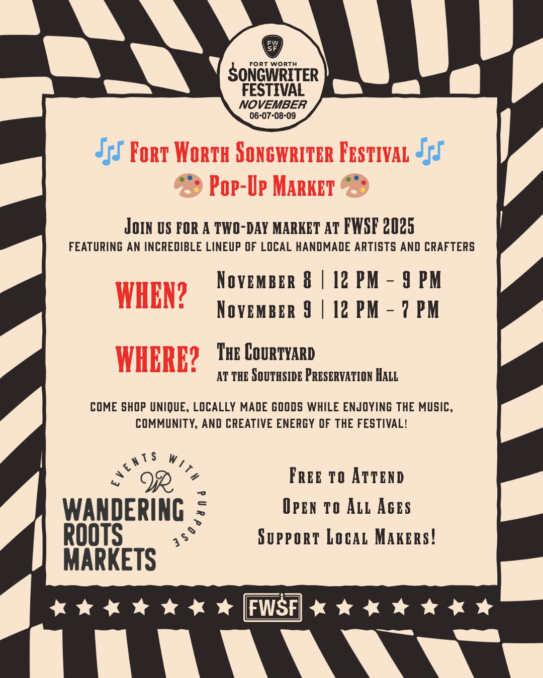 Fort Worth Songwriter Festival Pop-up Market