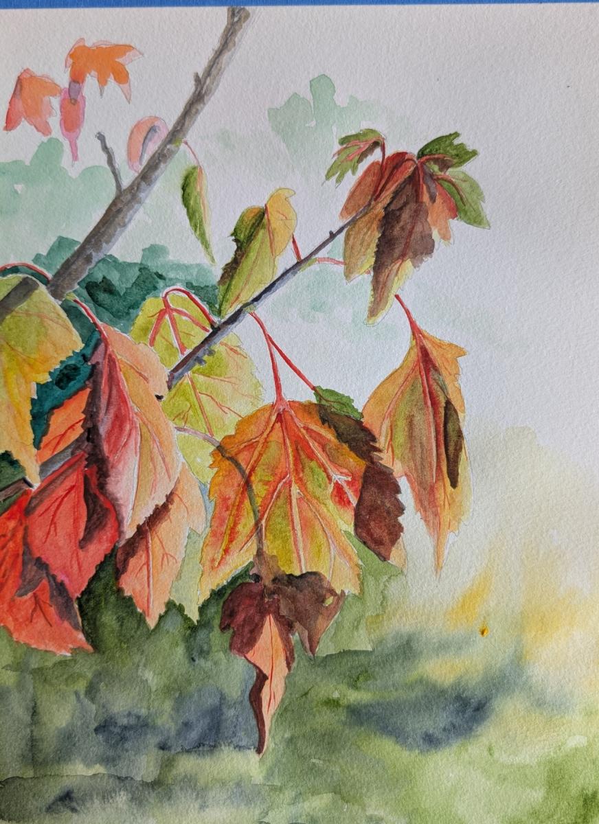 Tuesday Morning Watercolors, Fall leaves
