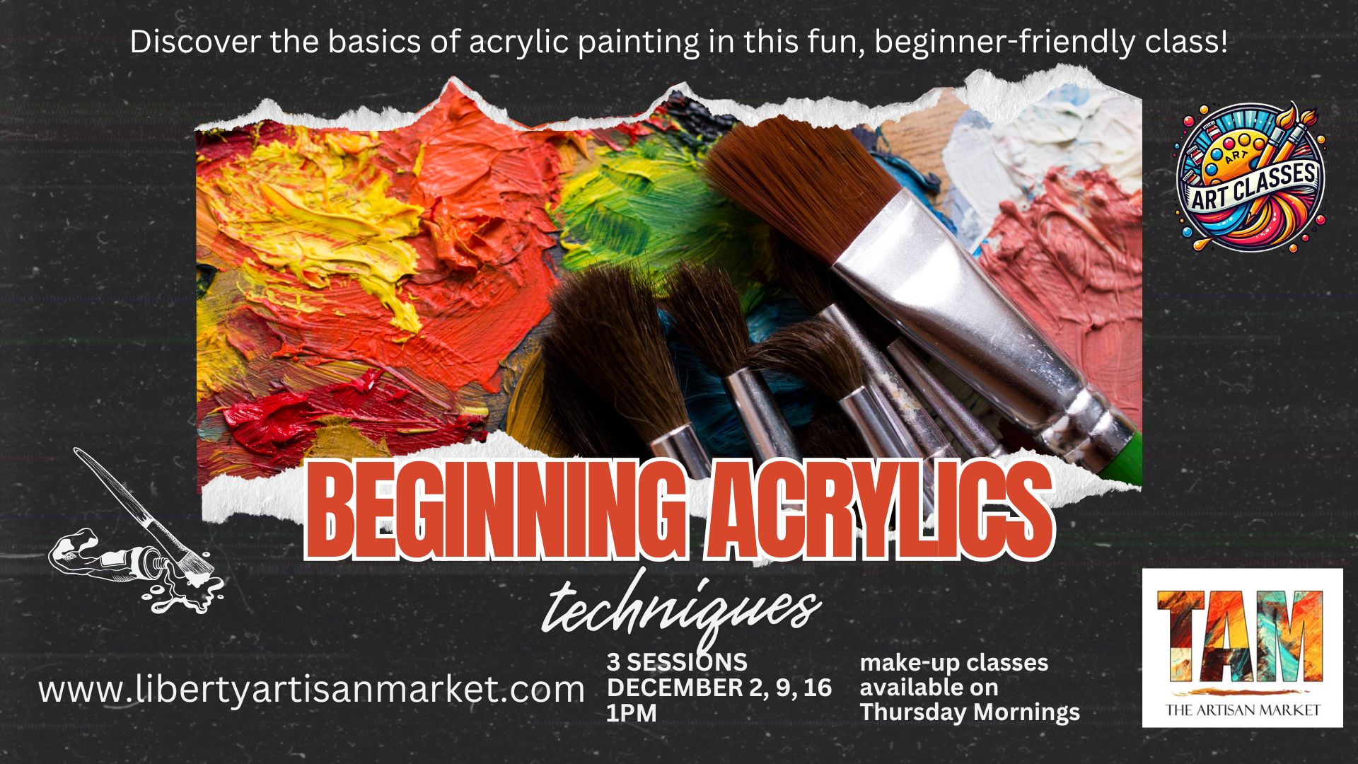 Acrylics Basics and Techniques  (3 sessions)