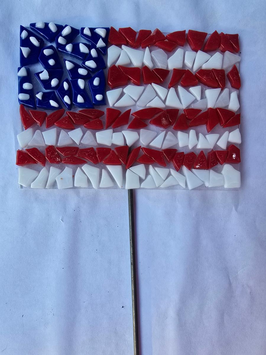 Fused Glass American Garden Stake