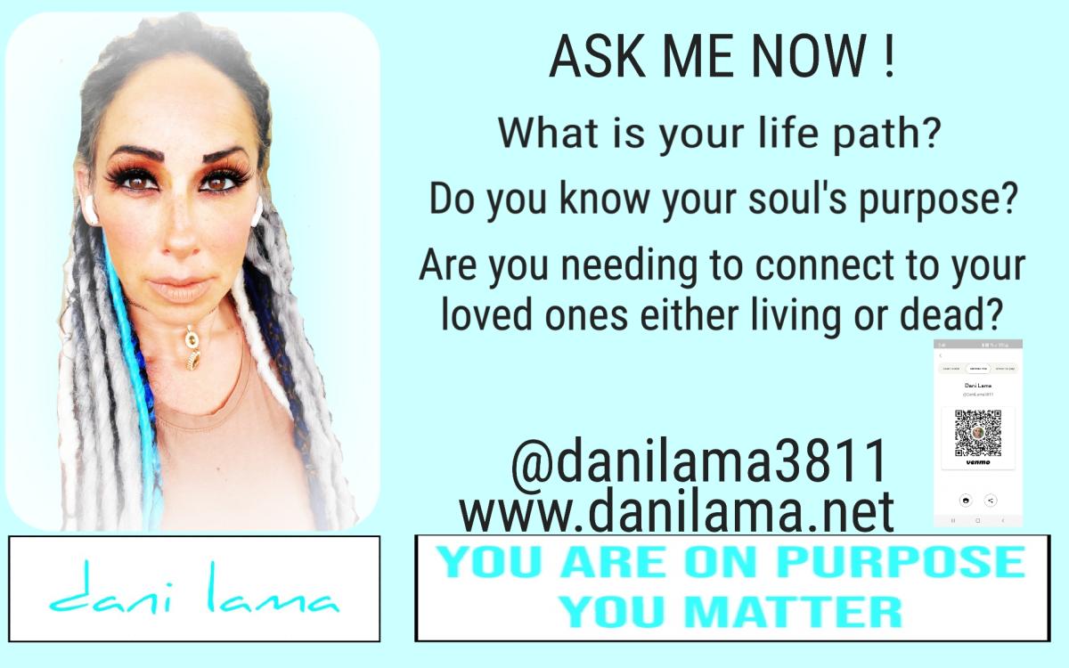 Gift Certificate for a FUTURE PRIVATE READING with Dani Lama $150/hr DISCOUNTED TO $130.00 (your ticket purcase today goes towards a private reading cover picture
