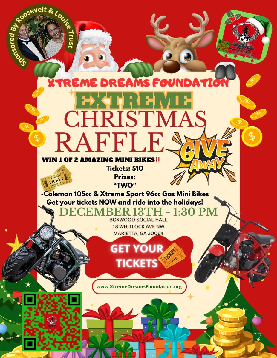 EXTREME CHRISTMAS RAFFLE  COLEMAN 105cc and XTREME SPORT 96cc MINI BIKES cover picture