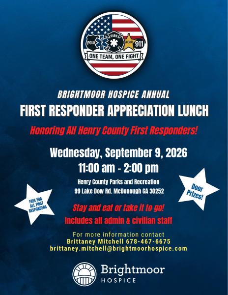 Henry Brightmoor Hospice First Responder Appreciation lunch