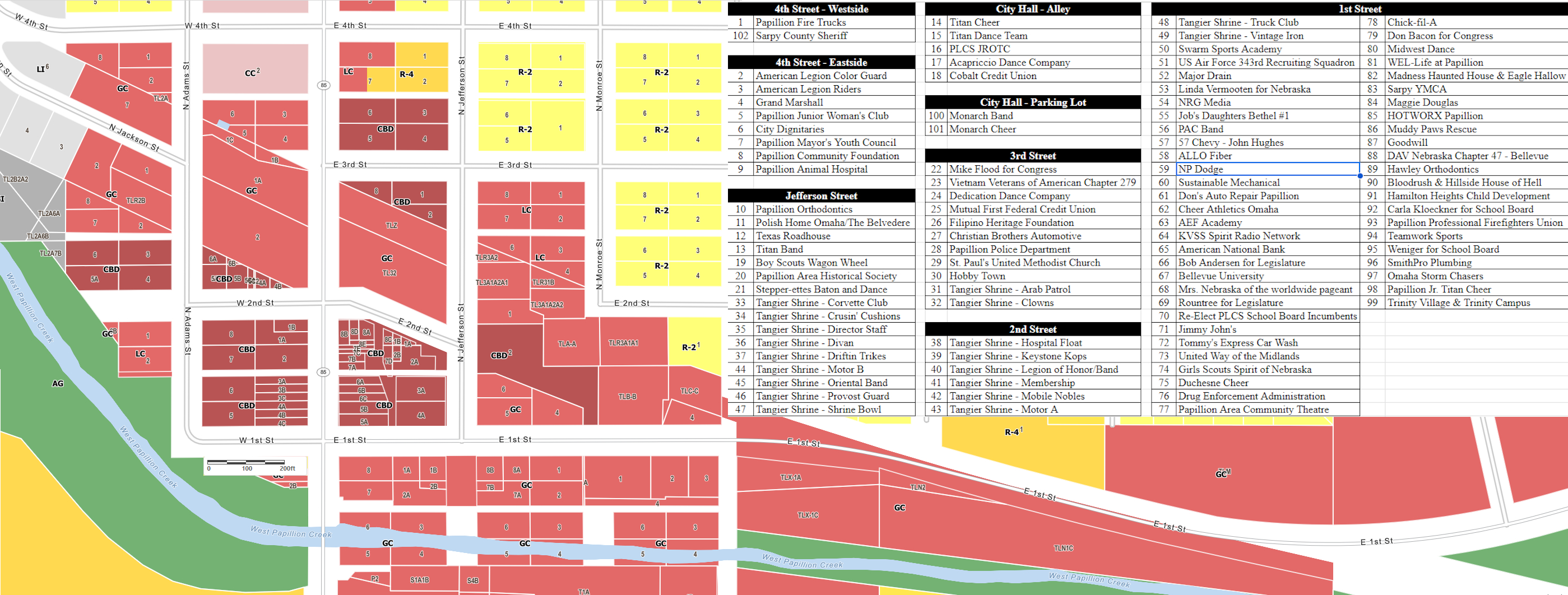 Line P Map 2025 Parade Line Up Map - Papillion Days 2025 - Eventeny