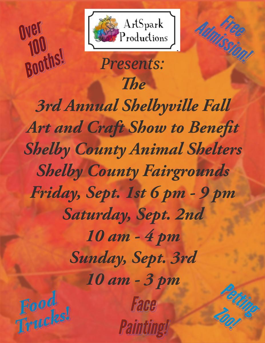 3rd Annual Shelbyville Fall Art & Craft Show to Benefit Shelby County Animal Shelters cover image