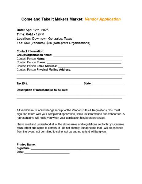 Maker's Market Vendor Application