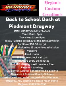 Back to school Bash at Piedmont Dragway