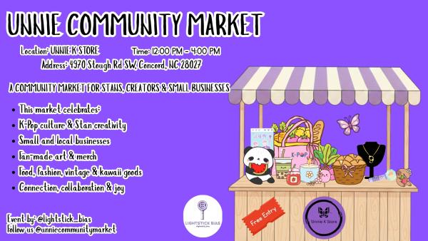 NEW DATE!  Unnie Community Market JULY