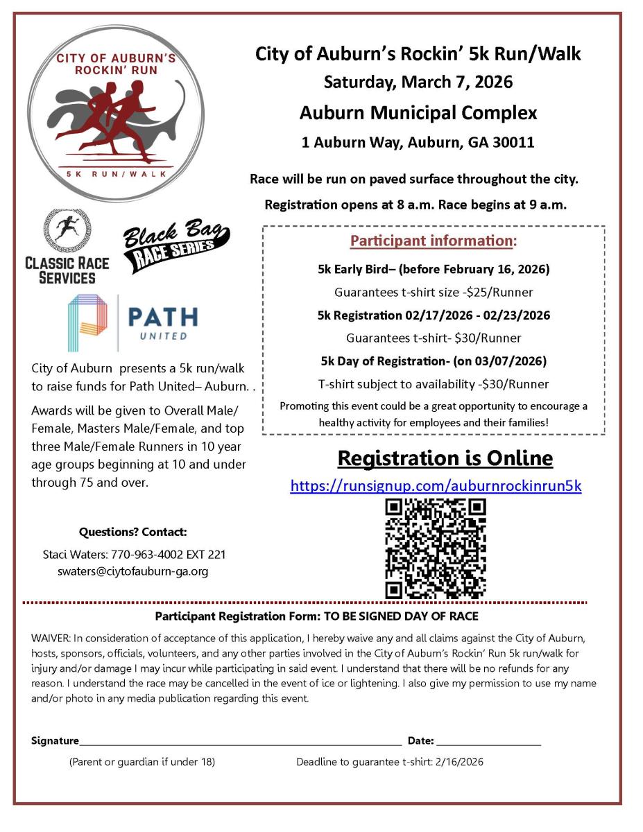 City of Auburn's Rockin Run Sponsorship