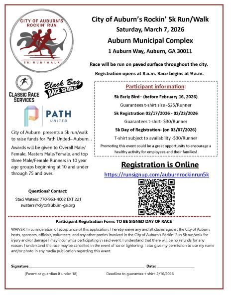 City of Auburn's Rockin Run Sponsorship