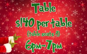 General Table (6pm-7pm) - $140 cover picture