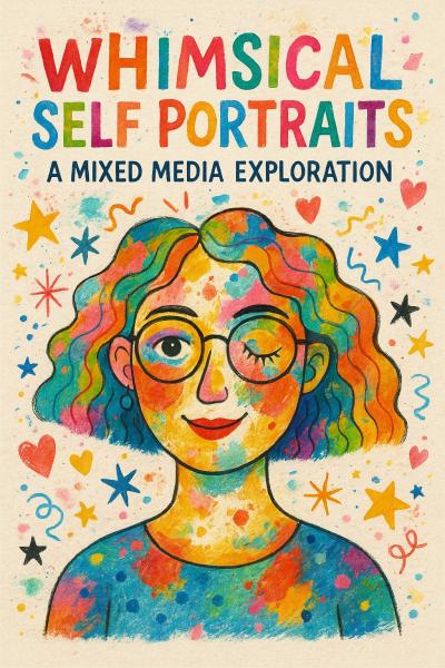 Whimsical Self Portraits: A Mixed Media Exploration