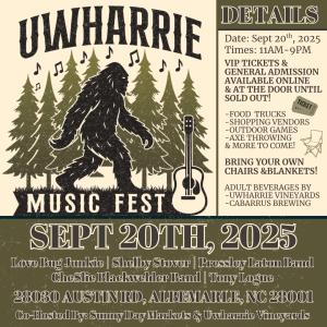 Uwharrie Music Festival Sept 20th