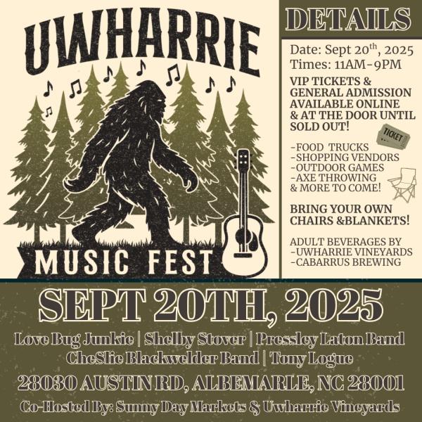 Uwharrie Music Festival Sept 20th Uwharrie Music Festival Sept 20th