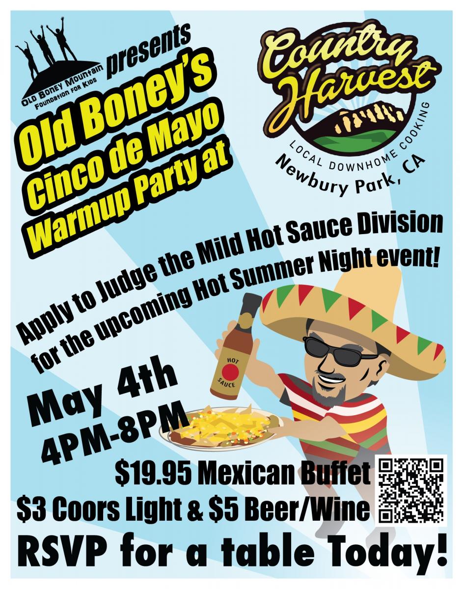 Old Boney's Cinco de Mayo Warmup Party (on Cuatro de Mayo) at Country Harvest! cover image