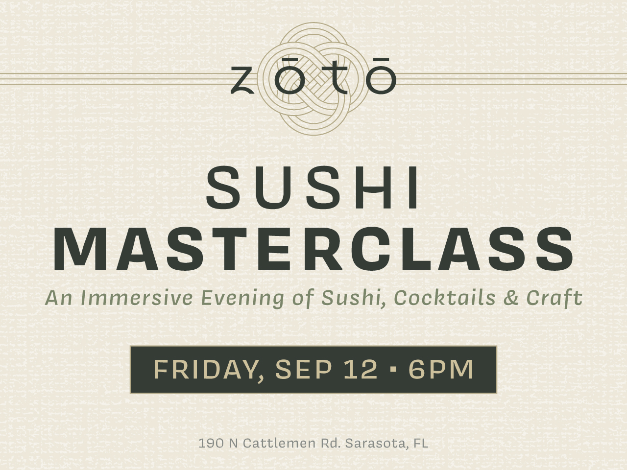 SATURDAY SEPT 13TH - Zōtō Sushi Masterclass cover picture