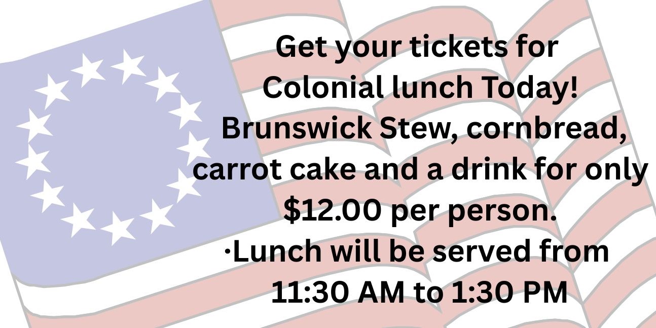 Luncheon Ticket for Colonial Topsail by the Historical Society of Topsail Island  Brunswick Stew, Cornbread, Dessert, Drink cover picture