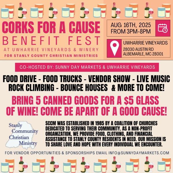 Corks for a Cause Festival at Uwharrie Vineyards