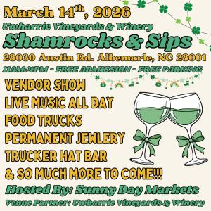 Shamrocks & Sip - Uwharrie Vineyards (Mar. 14th)
