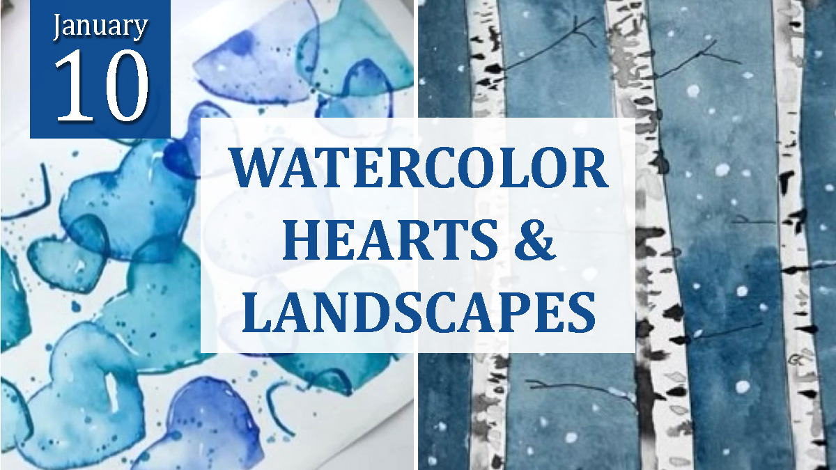 WATERCOLOR: Hearts & Winter Landscapes cover picture