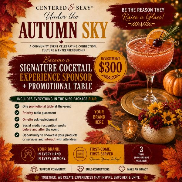 Signature Cocktail Experience Sponsor + Promotional Table