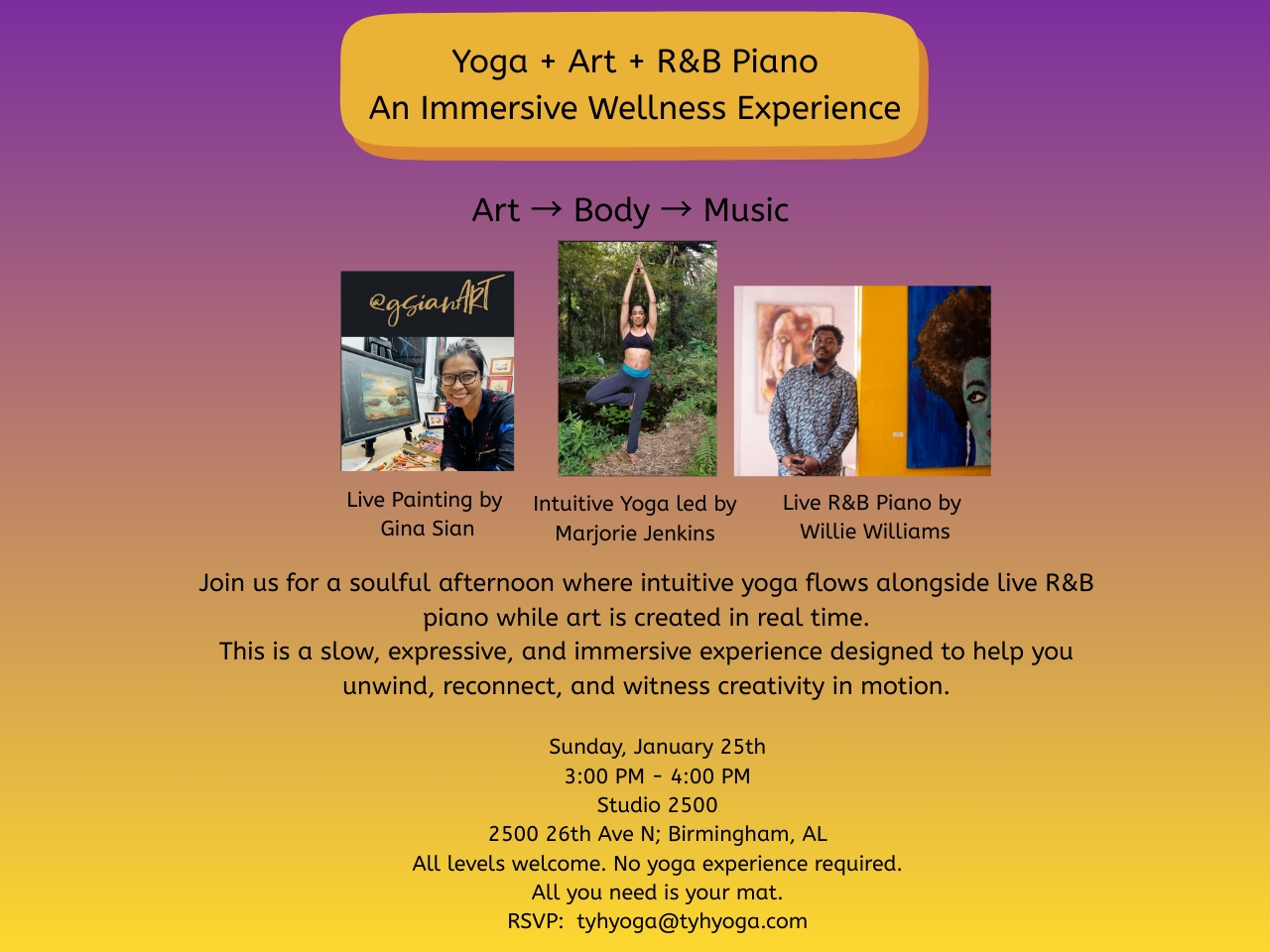 Yoga + Art + R&B Piano:  An Immersive Wellness Experience at Studio 2500 cover picture