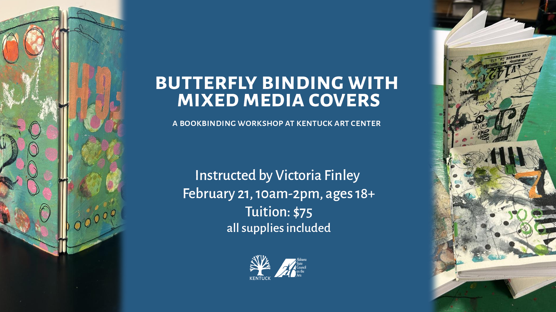 Butterfly Book Binding with Mixed Media Covers Ticket cover picture